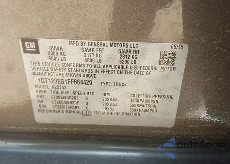 2015 GMC Sierra Denali from USA, damaged, VIN 1GT120EG1FF664429